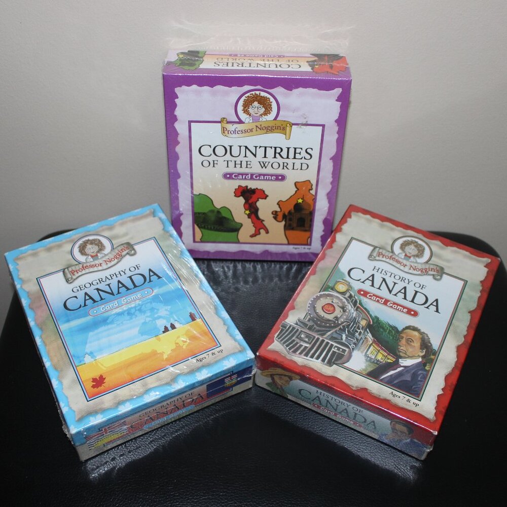 new❤️3 x Professor Noggin's Card Games World Countries History Geography Canada